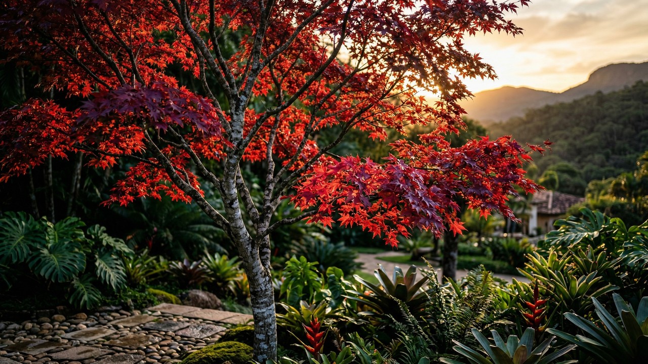 O Acer palmatum (conhecido popularmente como ácer japonês ou momiji nas tradições orientais) é uma espécie de pequeno porte que atinge geralmente entre 2 e 8 metros de altura
