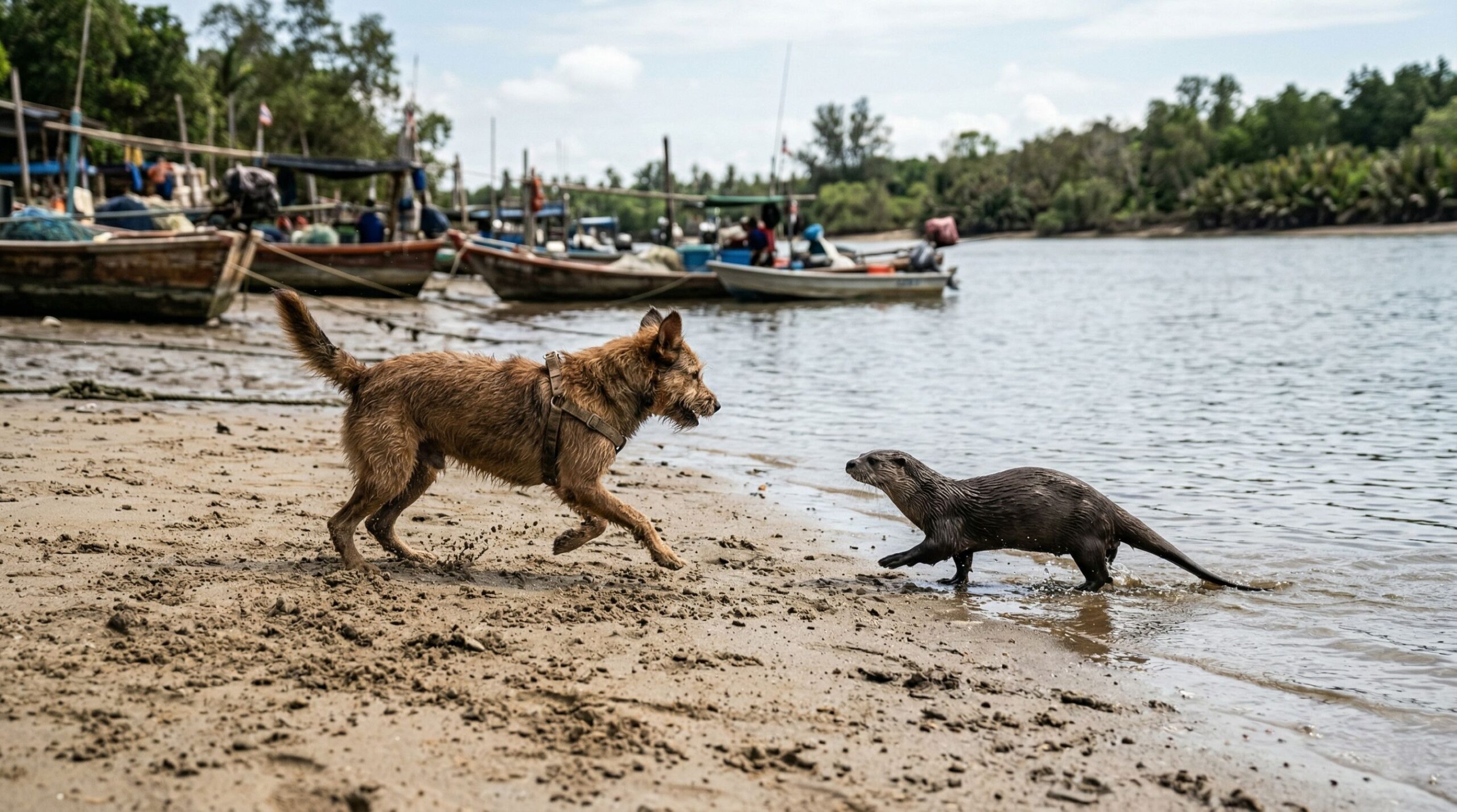 que a cena entre cachorro e lontra parece divertida e viraliza na internet The p