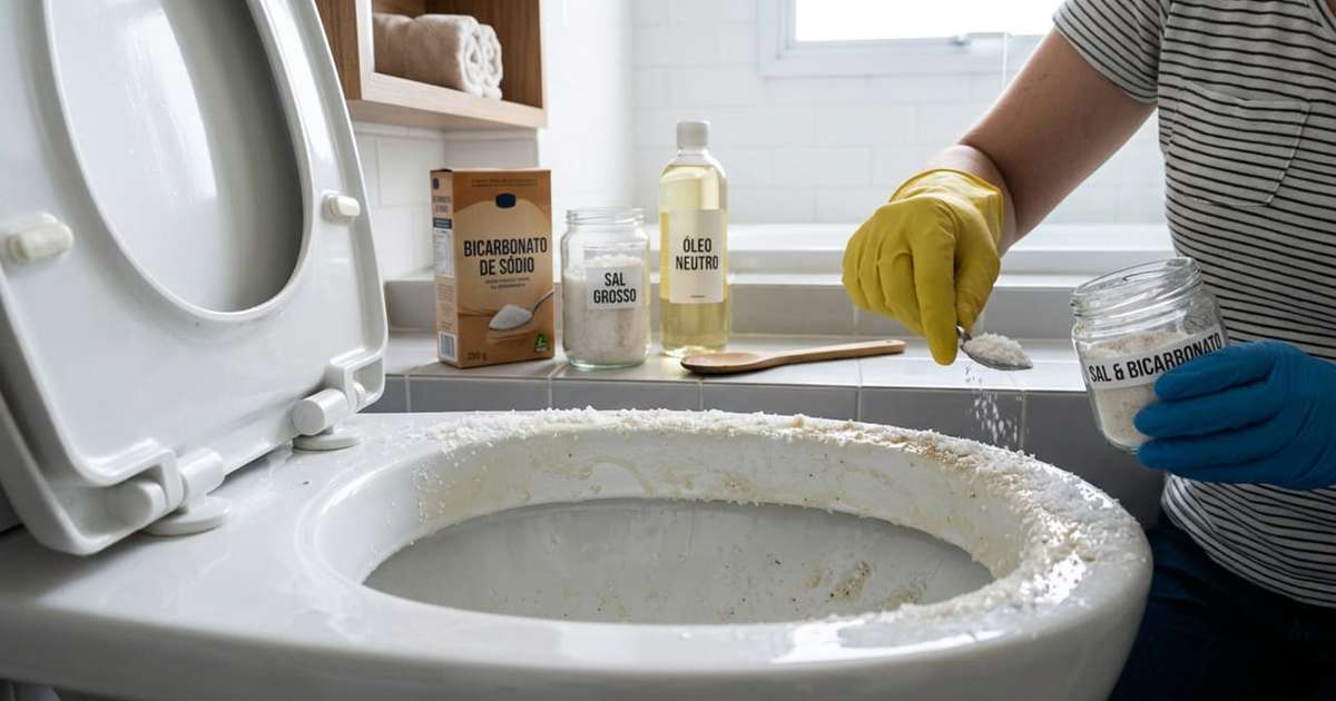 A limpeza do vaso sanitário com sal é simples e aproveita reações bem conhecidas para soltar sujeiras e aliviar o mau cheiro. Imagem gerada por inteligência artificial