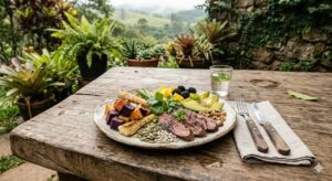 Uma comparação visual entre alimentos in natura e ultraprocessados destaca a transição nutricional e o contraste entre saúde e conveniência