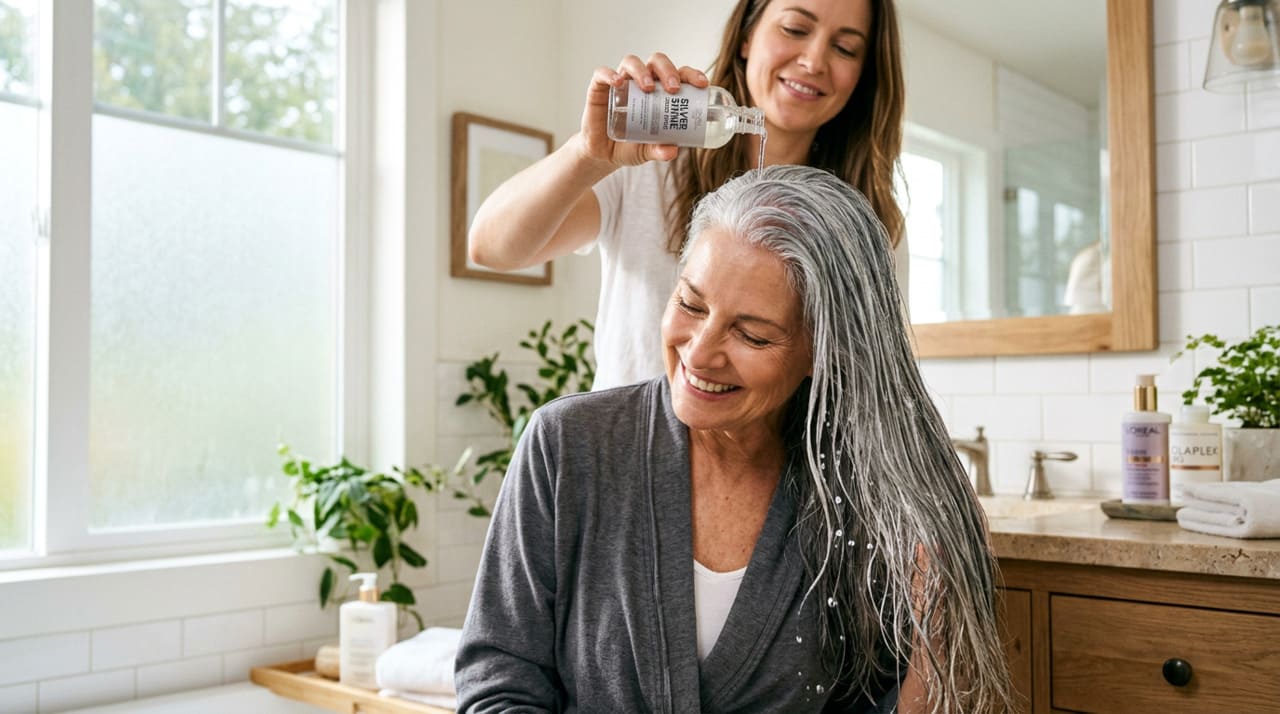 Como usar vinagre e bicarbonato para revitalizar cabelos grisalhos osos, mais secos e propensos ao tom amarelado com o passar do tempo. É por isso