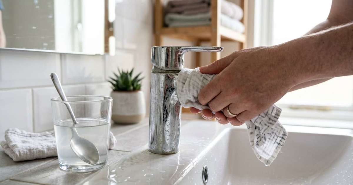 Descubra o truque português para deixar torneiras brilhando sem esforço O calcário que aparece nas torneiras, pias e boxes é, na prática, carbonato de cálcio, um mineral presente na água que fica para trás quando a água evapora Imagem gerada por inteli