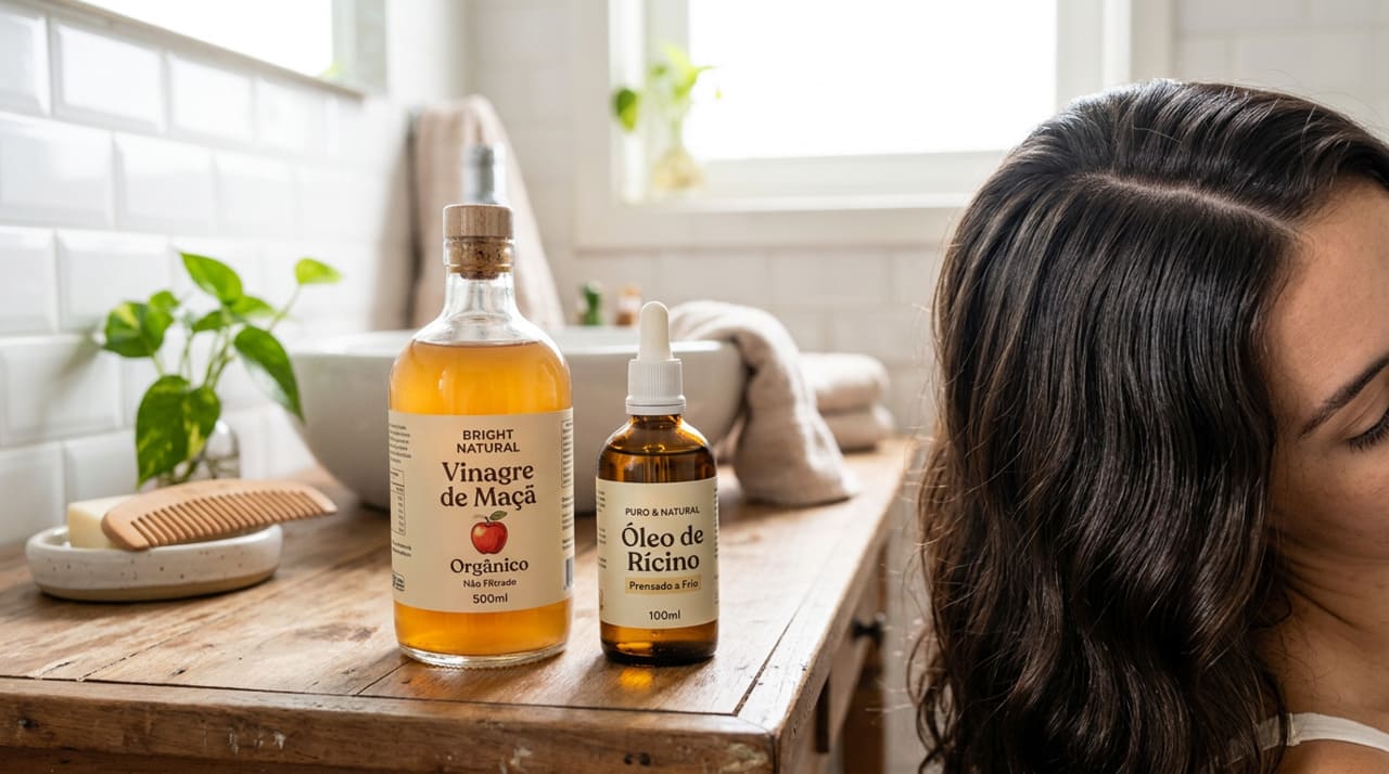 Benefícios do vinagre de maçã e óleo de rícino para cabelos com queda excessiva profissionais, e a combinação de vinagre de maçã e óleo de rícino se tornou uma